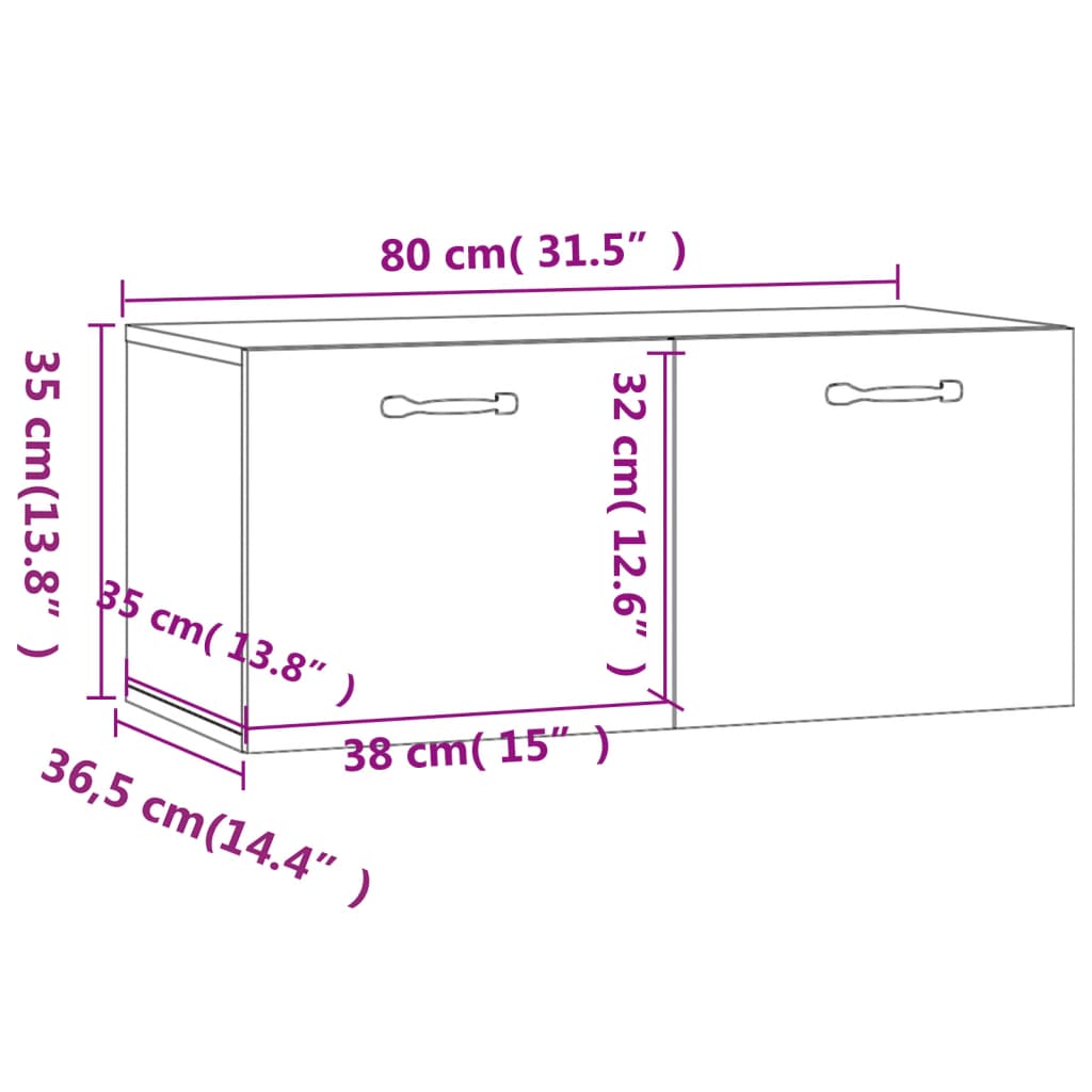 Wall cabinet, Sonoma oak, 80x36.5x35cm, engineered wood