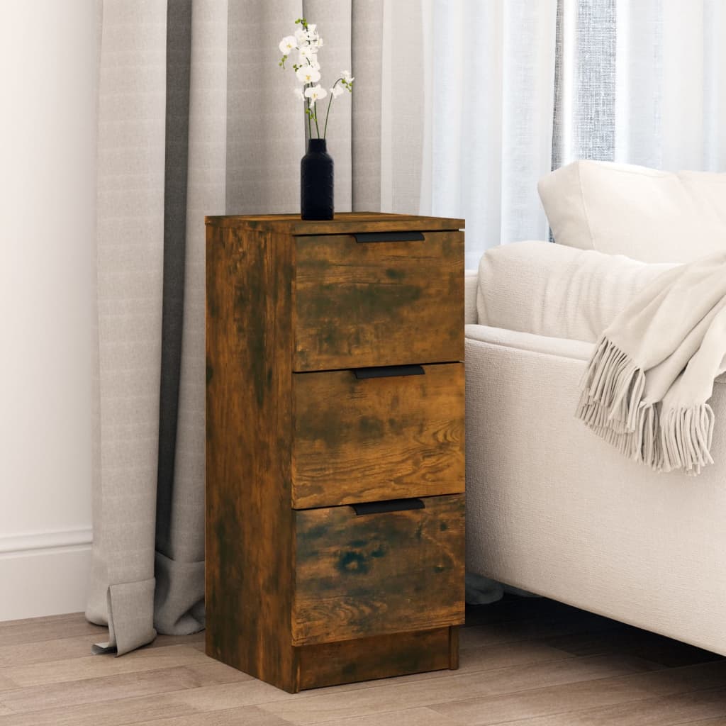 Side cabinet, smoked oak, 30x30x70cm, engineered wood