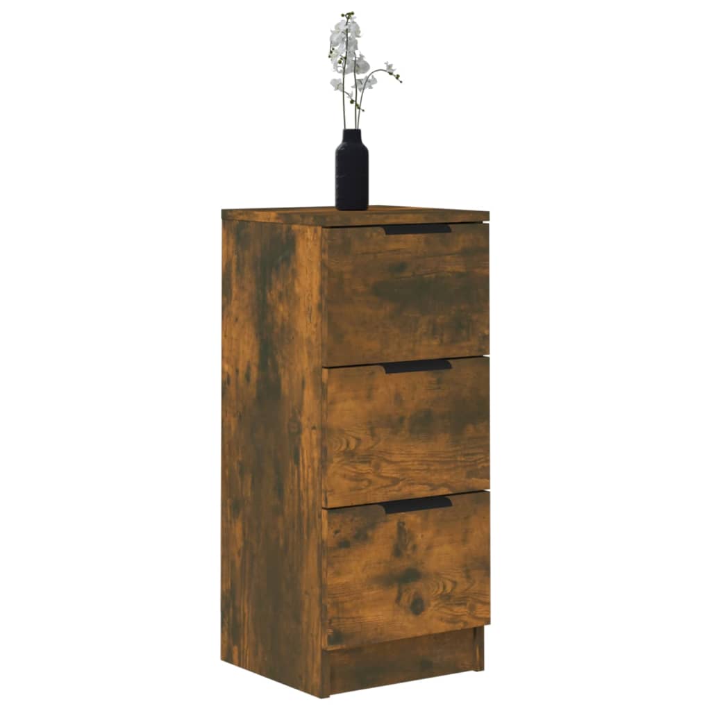 Side cabinet, smoked oak, 30x30x70cm, engineered wood