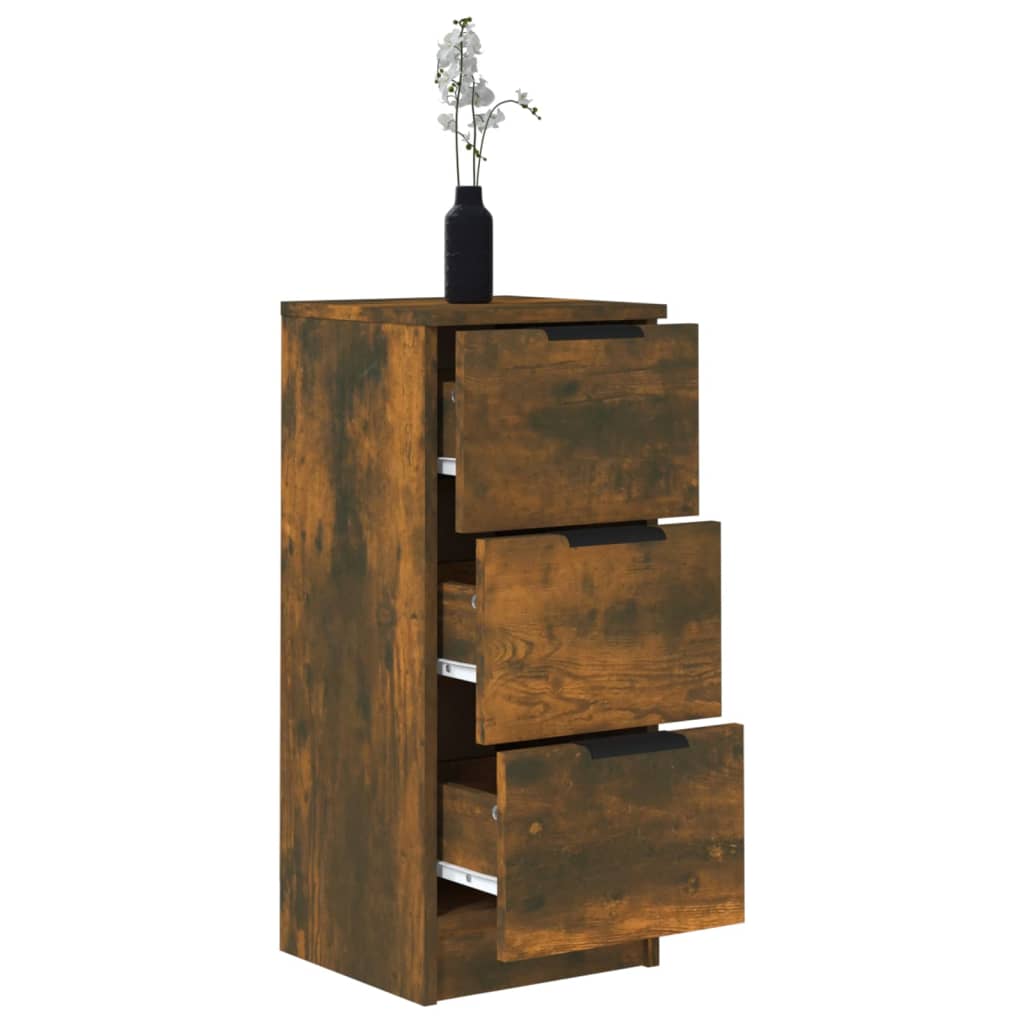 Side cabinet, smoked oak, 30x30x70cm, engineered wood