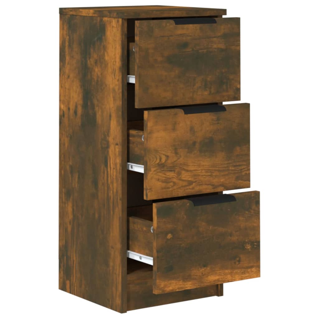 Side cabinet, smoked oak, 30x30x70cm, engineered wood
