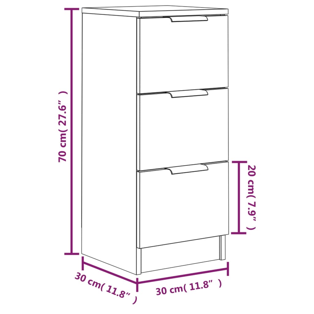 Side cabinet, smoked oak, 30x30x70cm, engineered wood