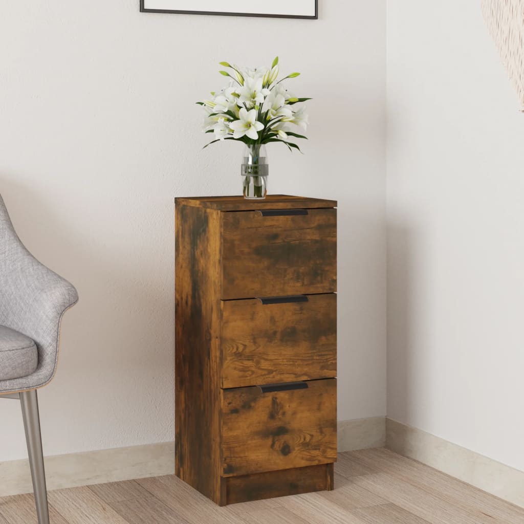 Side cabinet, smoked oak, 30x30x70cm, engineered wood