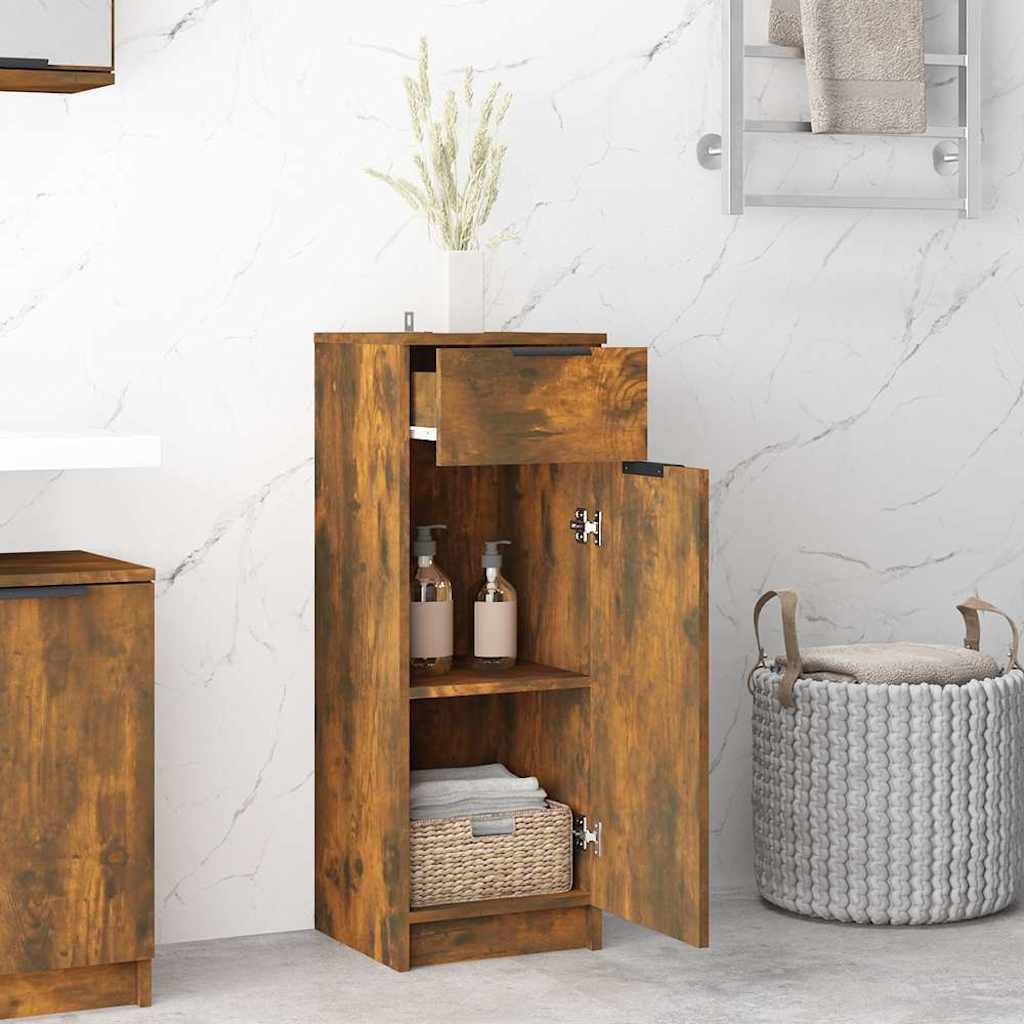 Bathroom cabinet, smoky oak, 32x34x90cm, engineered wood