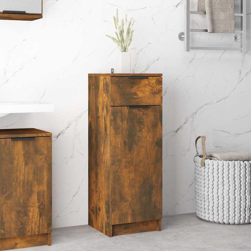Bathroom cabinet, smoky oak, 32x34x90cm, engineered wood