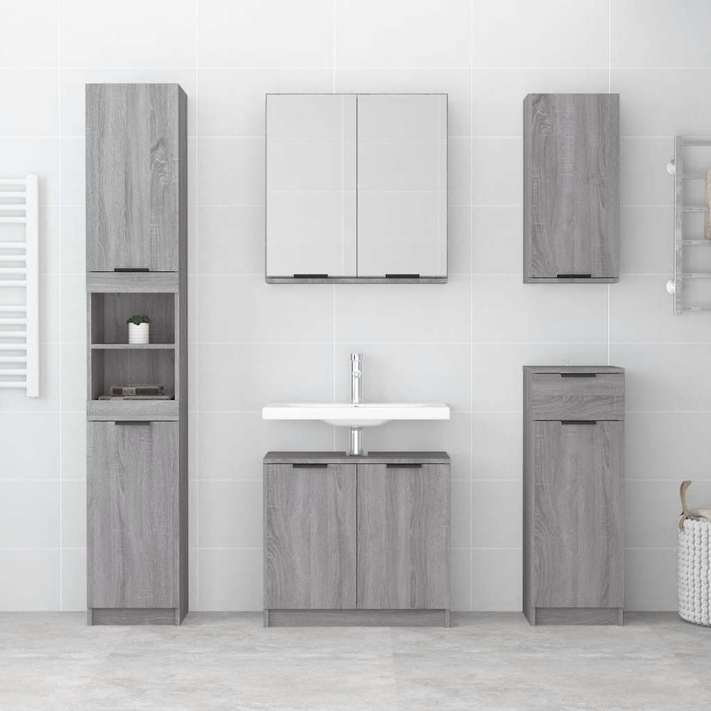 Bathroom cabinet, grey oak, 64.5x33.5x59cm, engineered wood