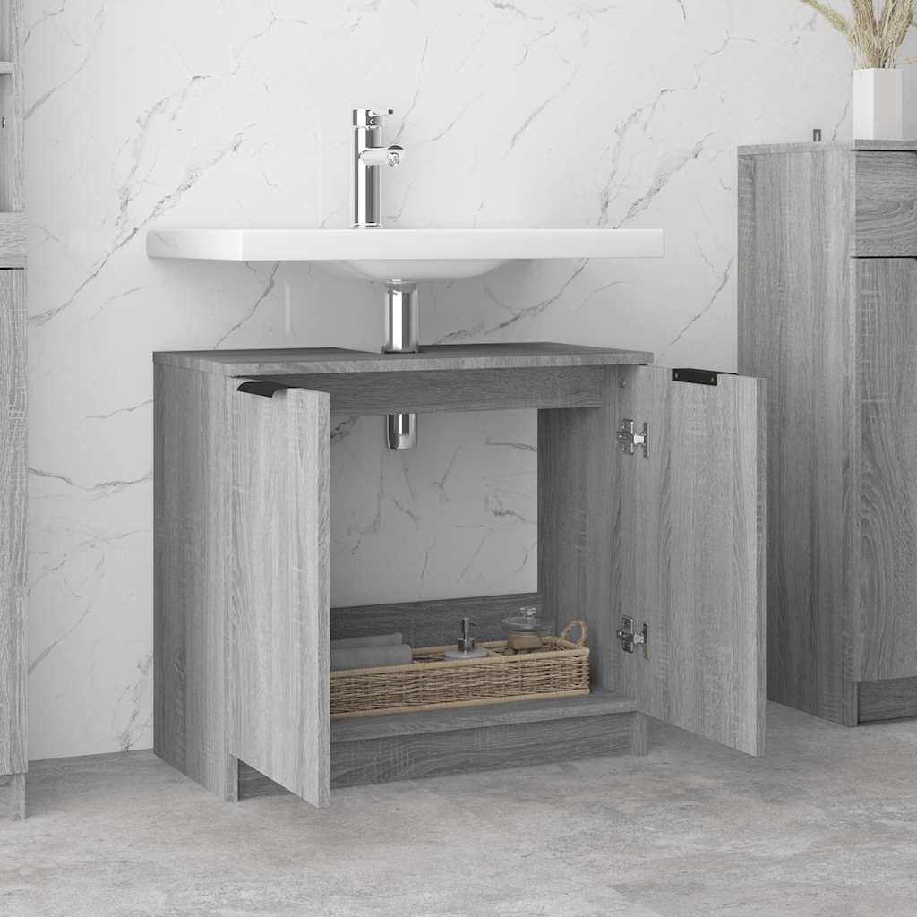 Bathroom cabinet, grey oak, 64.5x33.5x59cm, engineered wood