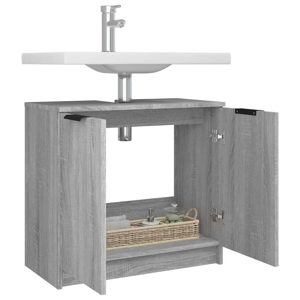 Bathroom cabinet, grey oak, 64.5x33.5x59cm, engineered wood