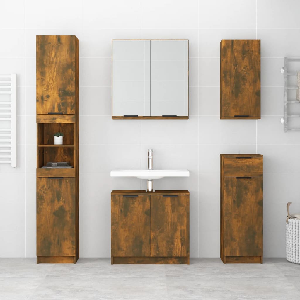 Bathroom cabinet, smoky oak, 32x34x188.5cm, wood