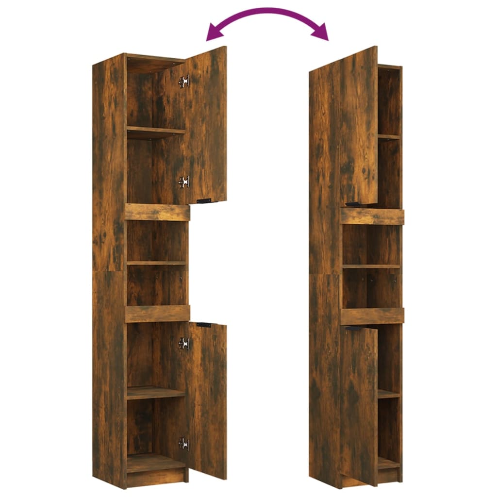 Bathroom cabinet, smoky oak, 32x34x188.5cm, wood