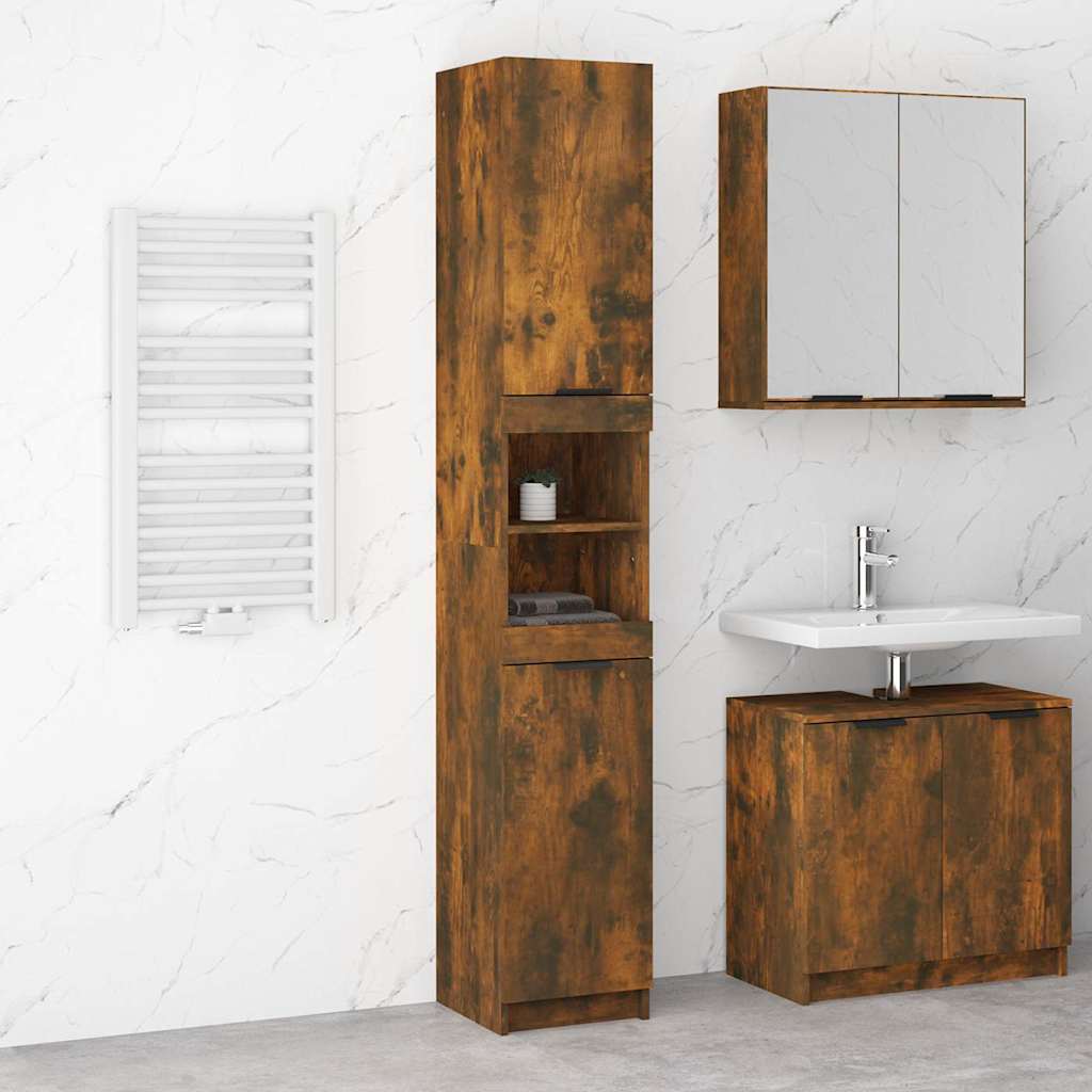 Bathroom cabinet, smoky oak, 32x34x188.5cm, wood