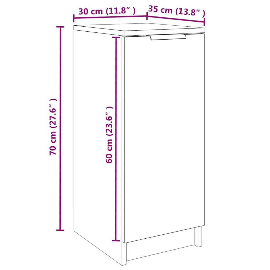 Shoe cabinet, grey oak, 30x35x70cm, engineered wood