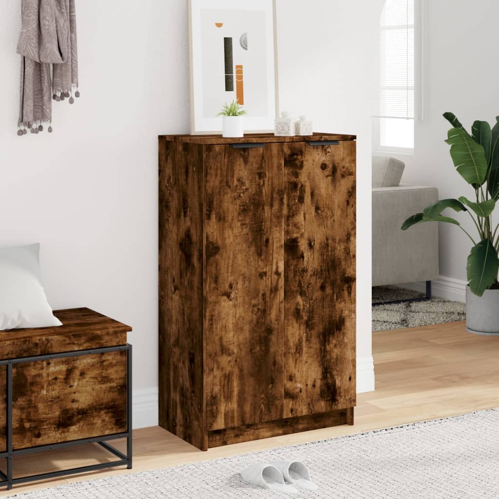 Shoe cabinet, smoky oak, 59x35x100cm, engineered wood
