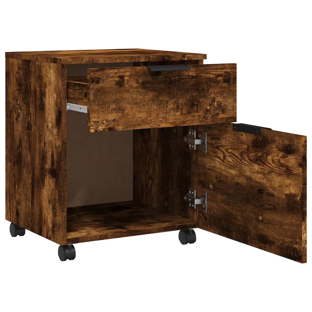 Filing cabinet with castors, oak, 45x38x54cm, wood