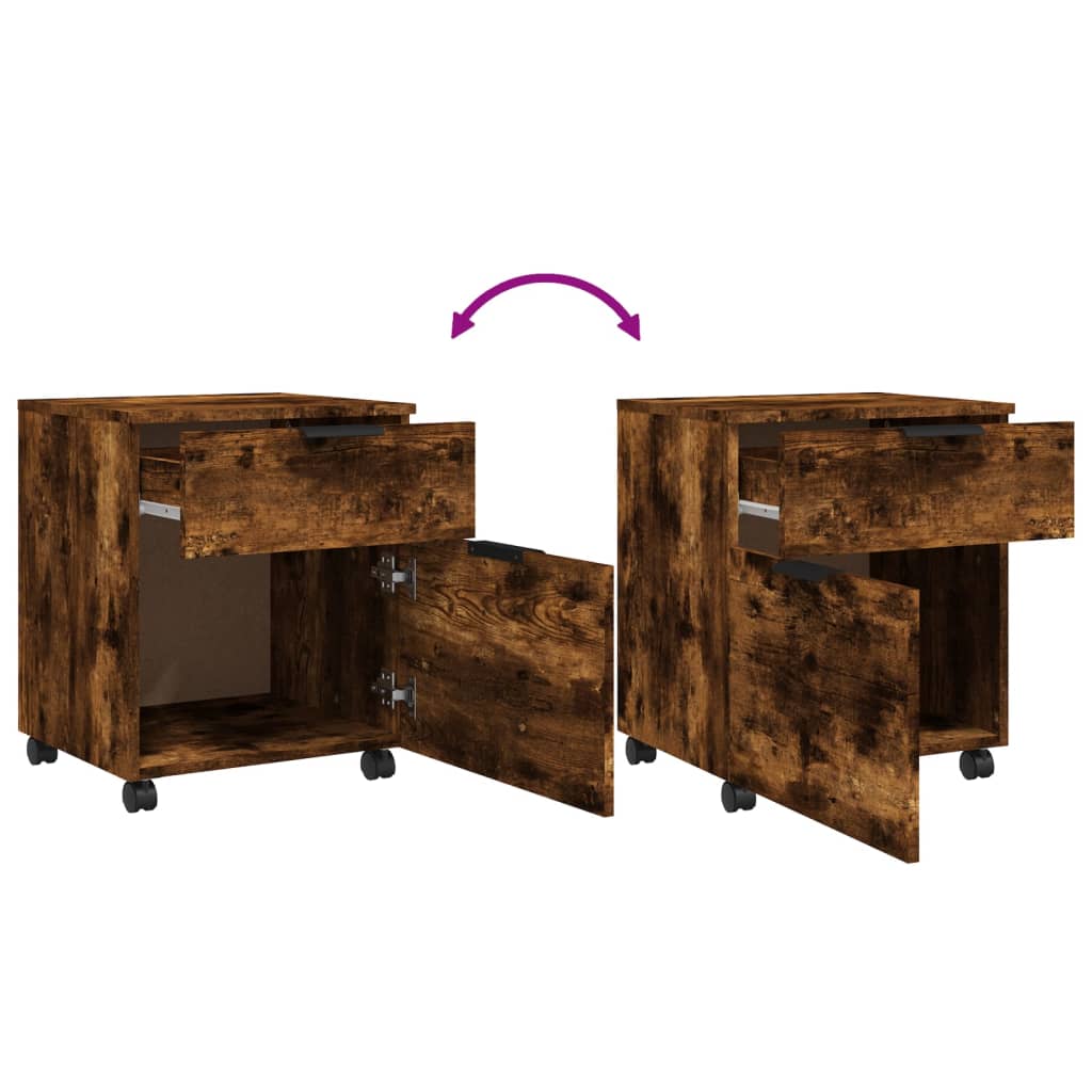 Filing cabinet with castors, oak, 45x38x54cm, wood
