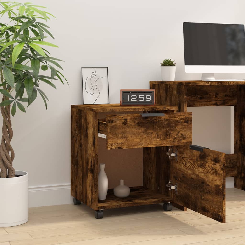 Filing cabinet with castors, oak, 45x38x54cm, wood