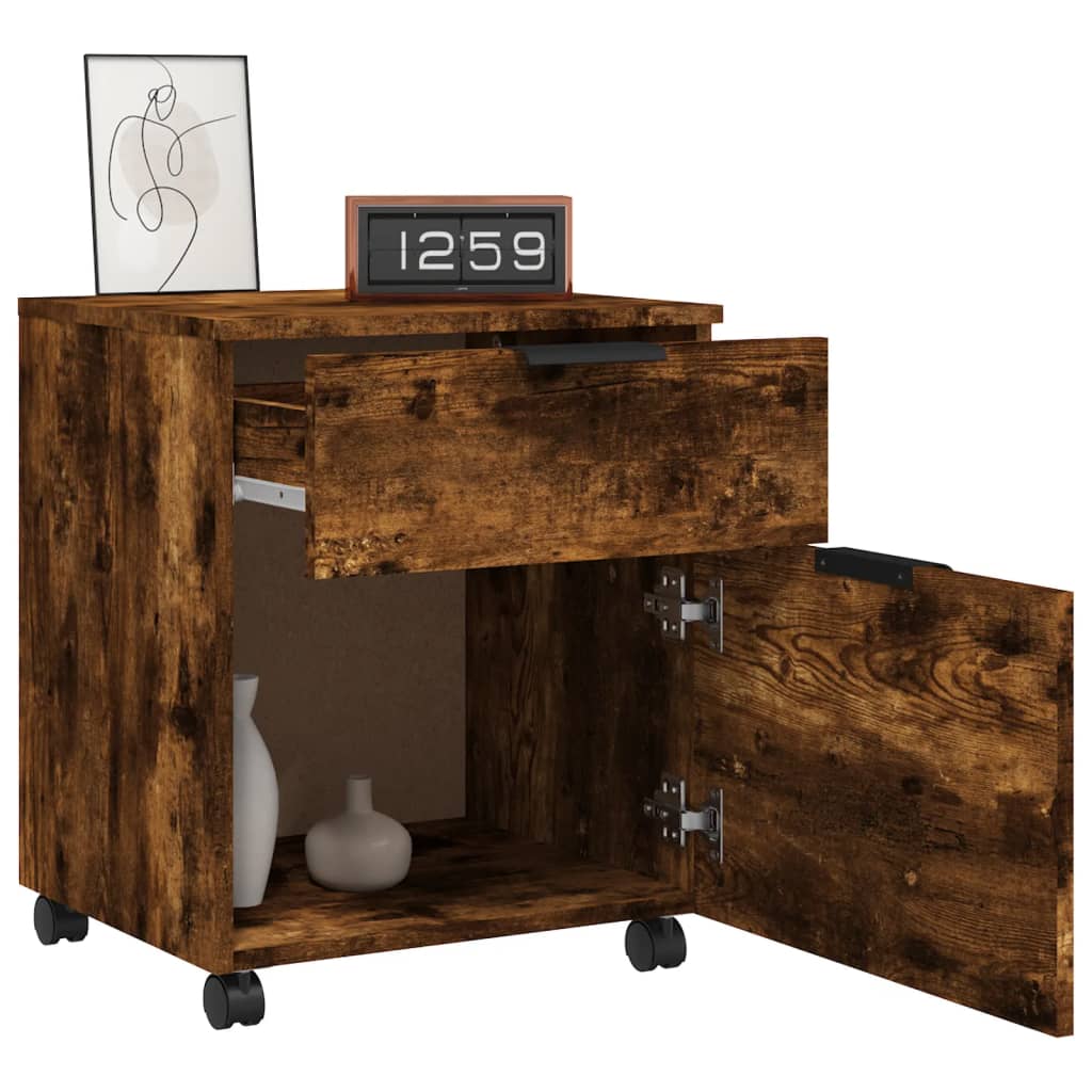 Filing cabinet with castors, oak, 45x38x54cm, wood