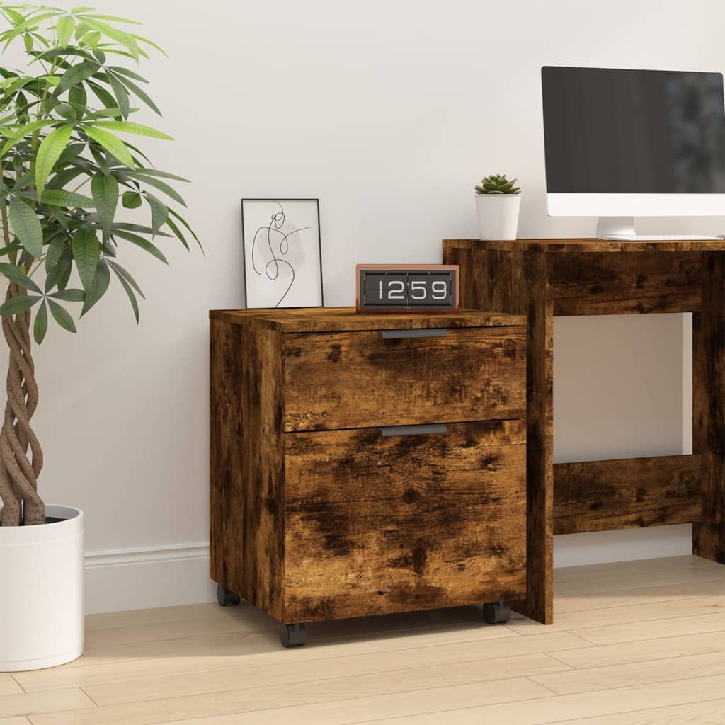 Filing cabinet with castors, oak, 45x38x54cm, wood