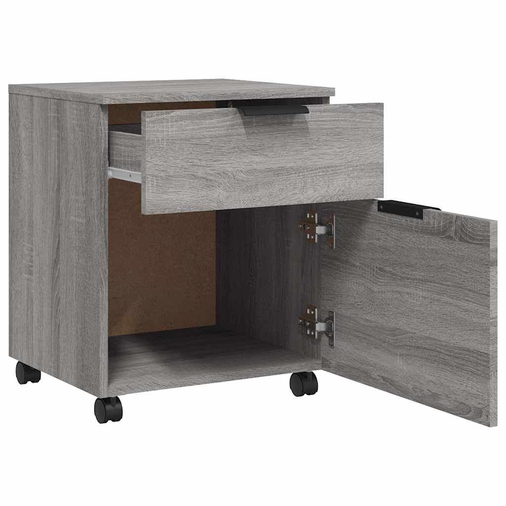 Filing cabinet with castors, grey, 45x38x54cm, wood