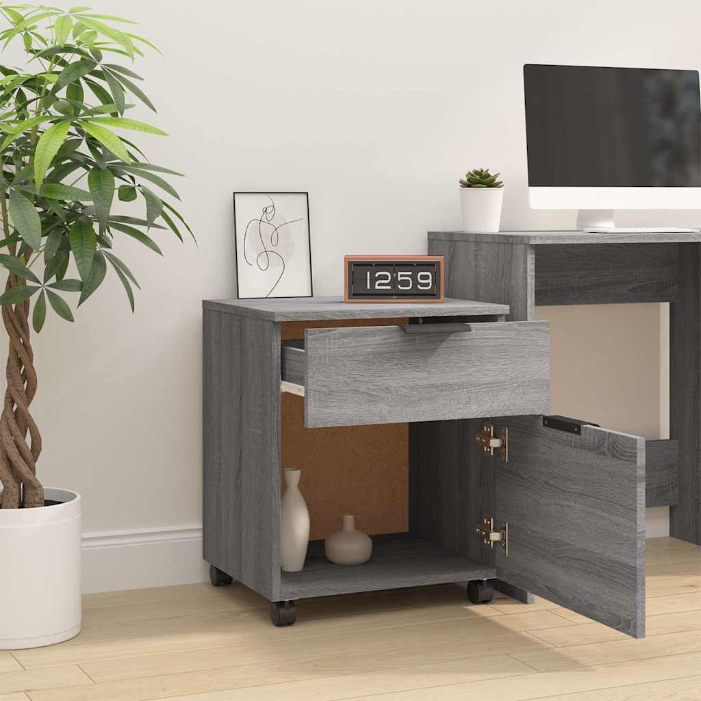 Filing cabinet with castors, grey, 45x38x54cm, wood