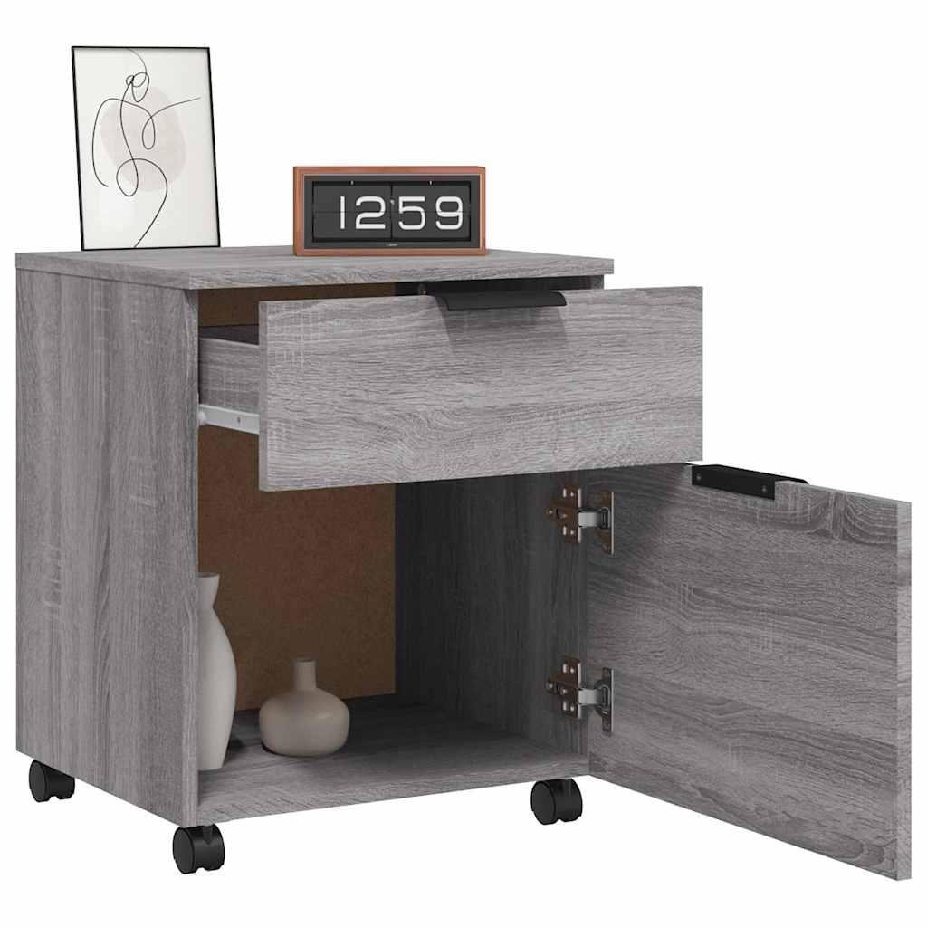 Filing cabinet with castors, grey, 45x38x54cm, wood