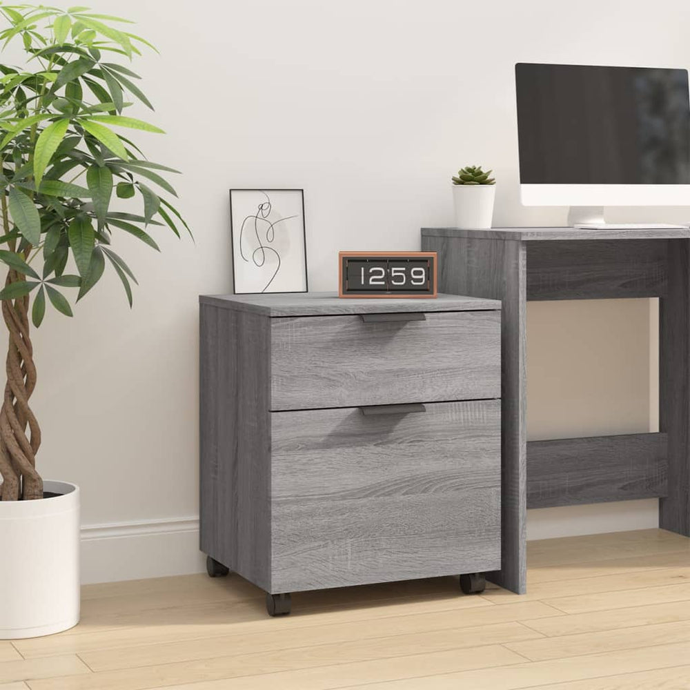 Filing cabinet with castors, grey, 45x38x54cm, wood