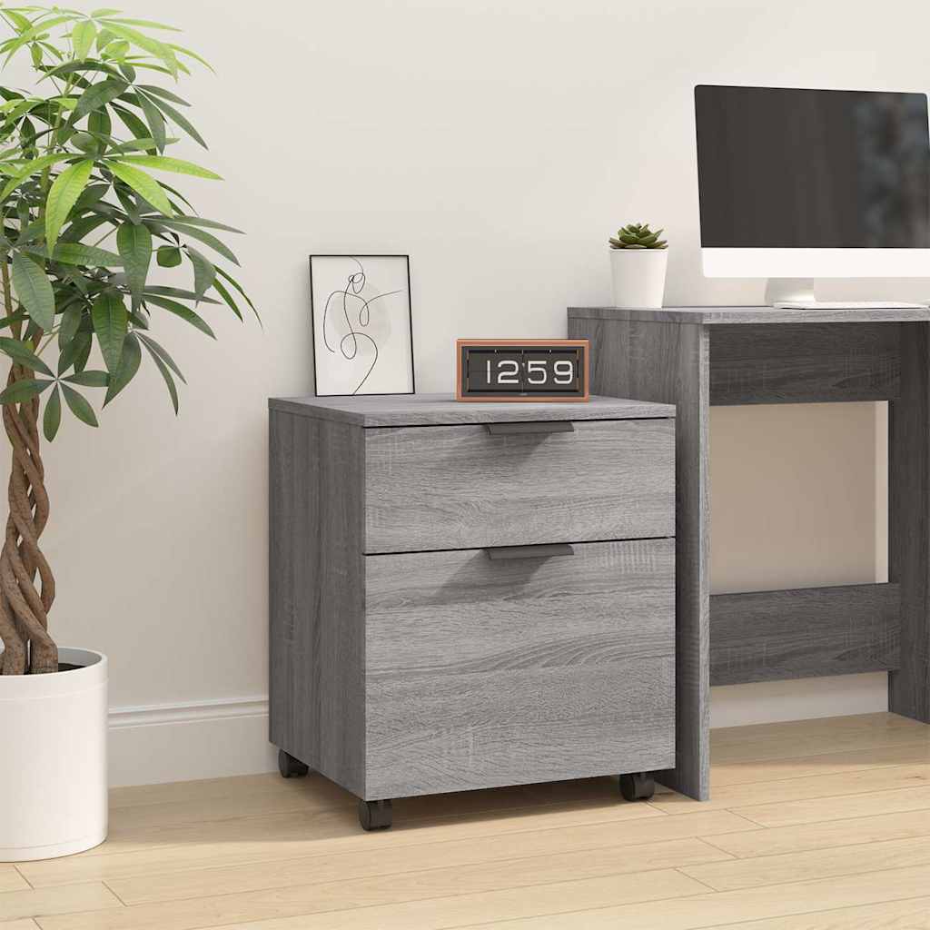 Filing cabinet with castors, grey, 45x38x54cm, wood