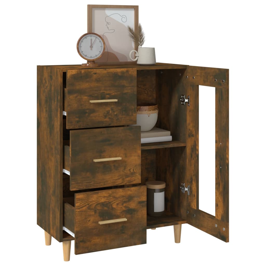 Sideboard, smoked oak, 69.5x34x90cm, engineered wood