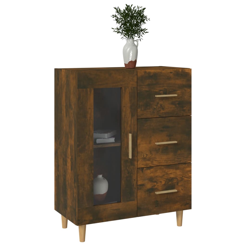 Sideboard, smoked oak, 69.5x34x90cm, engineered wood