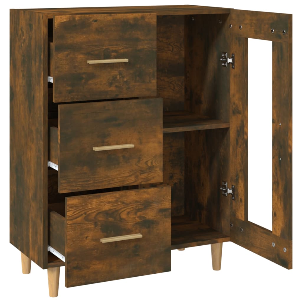 Sideboard, smoked oak, 69.5x34x90cm, engineered wood