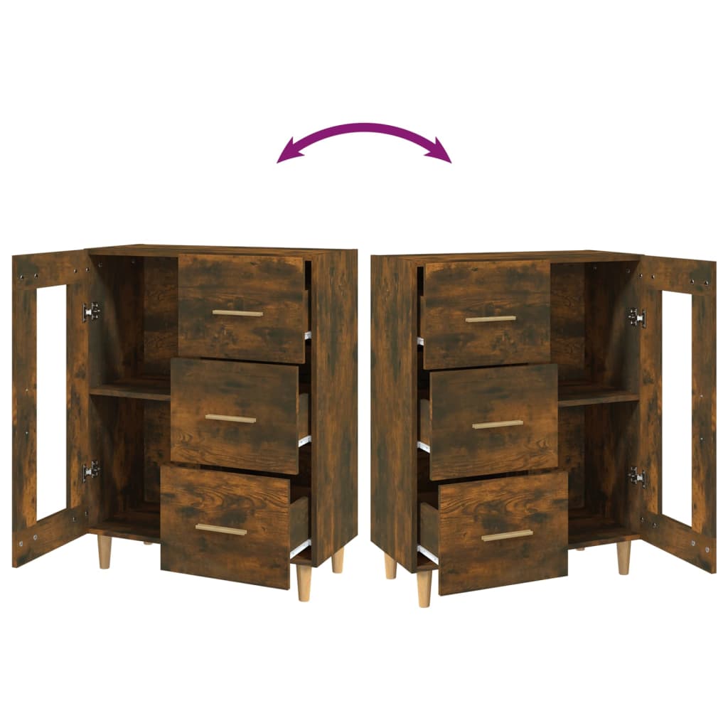 Sideboard, smoked oak, 69.5x34x90cm, engineered wood