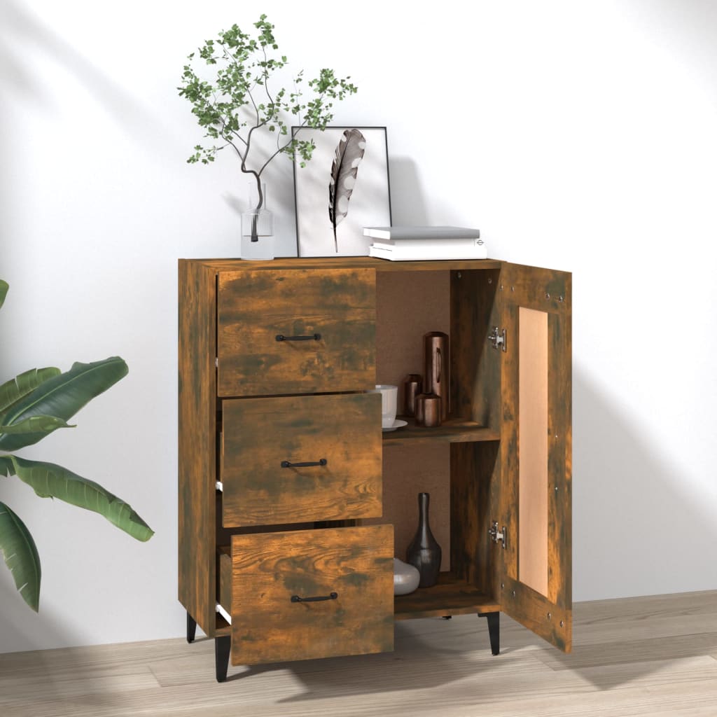 Sideboard, smoked oak, 69.5x34x90cm, engineered wood