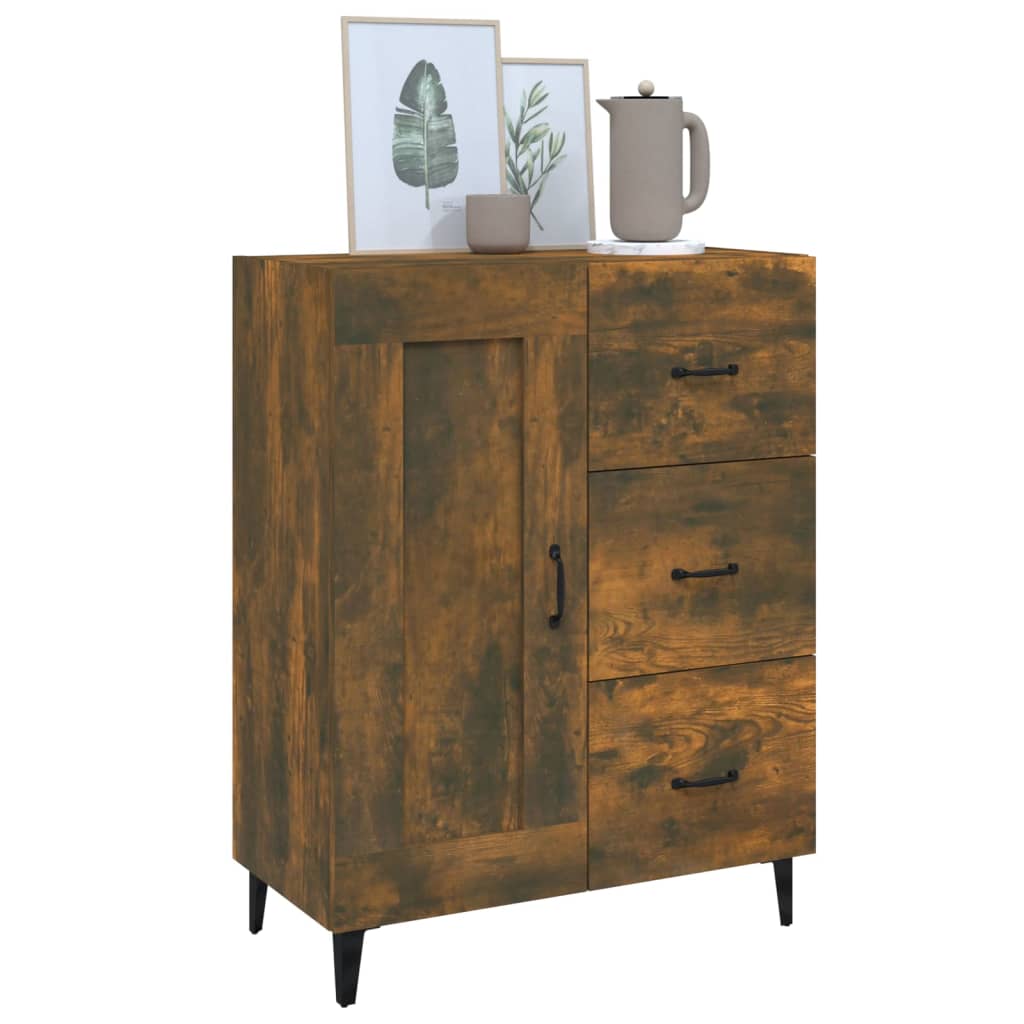 Sideboard, smoked oak, 69.5x34x90cm, engineered wood