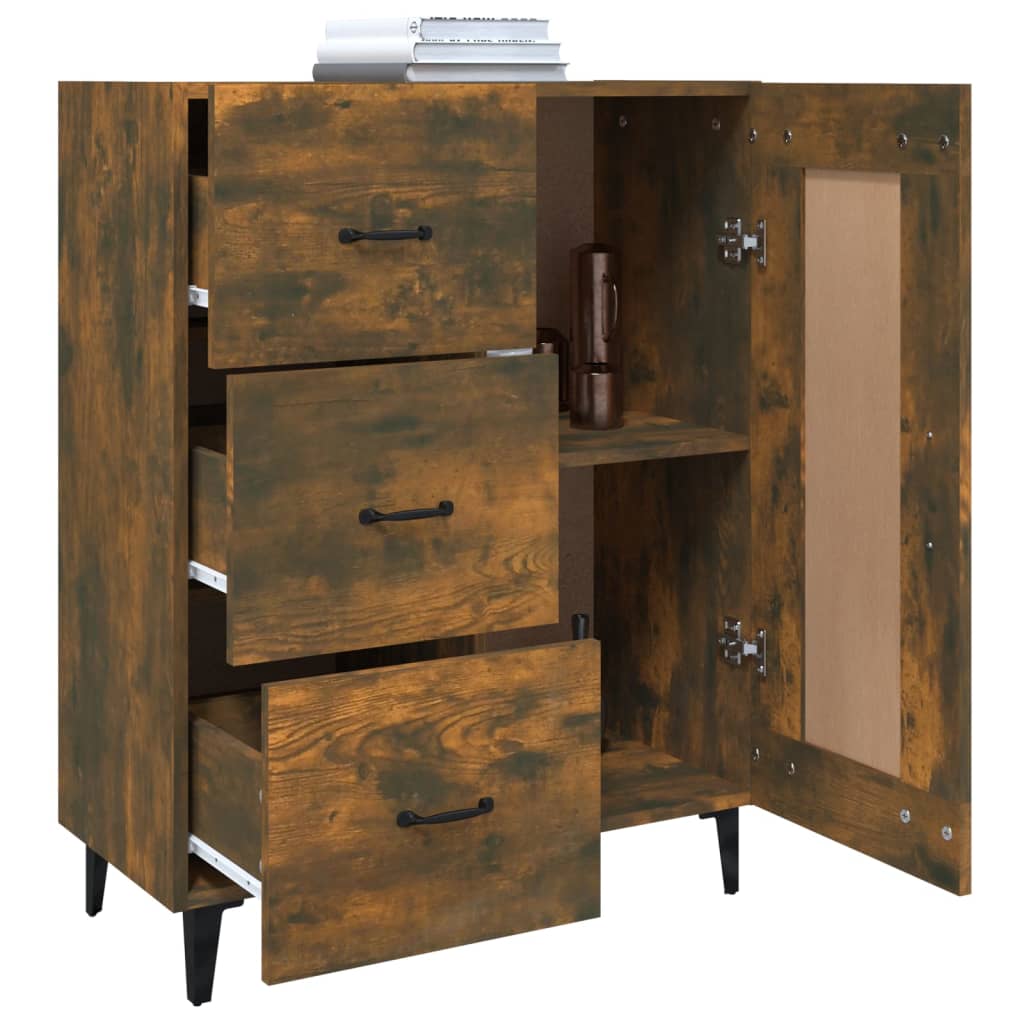 Sideboard, smoked oak, 69.5x34x90cm, engineered wood