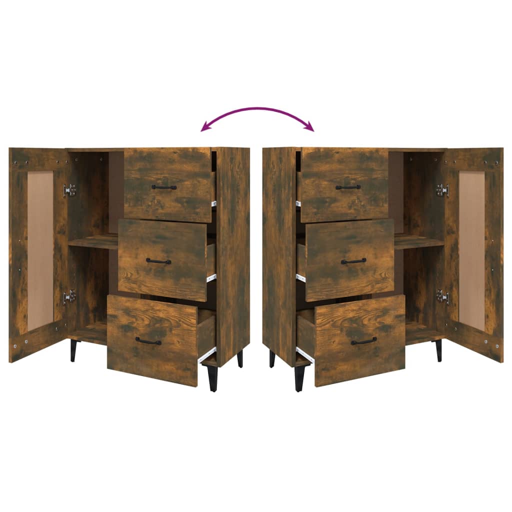 Sideboard, smoked oak, 69.5x34x90cm, engineered wood
