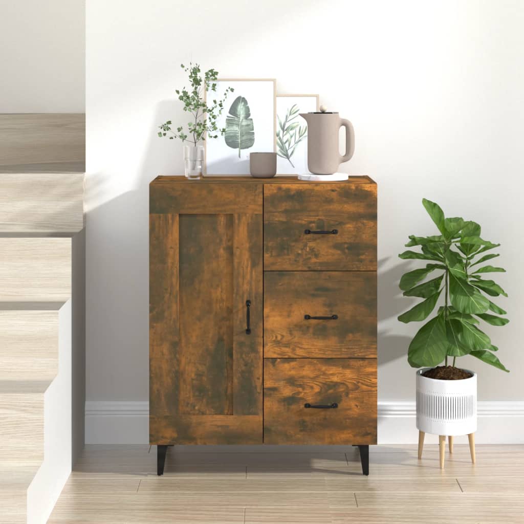 Sideboard, smoked oak, 69.5x34x90cm, engineered wood