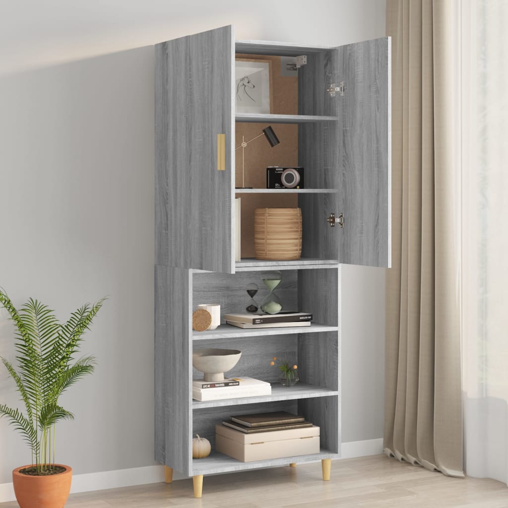 Wall-mounted cabinet, grey oak, 69.5x34x90cm