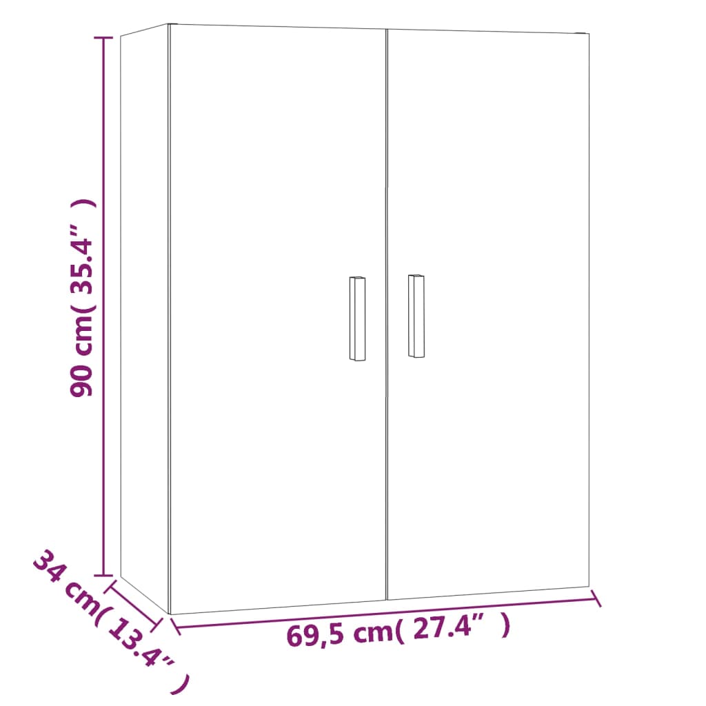 Wall-mounted cabinet, grey oak, 69.5x34x90cm