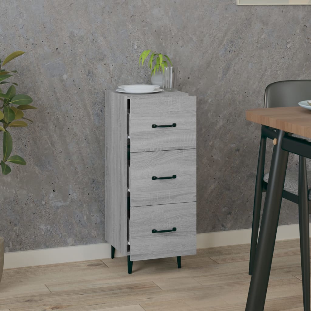 Side cabinet, grey oak, 34.5x34x90cm, engineered wood