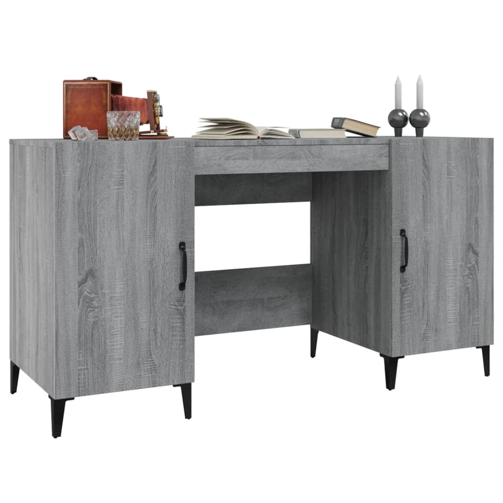 Desk, gray oak, 140x50x75cm, engineered wood
