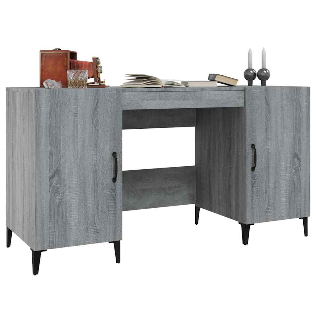 Desk, gray oak, 140x50x75cm, engineered wood