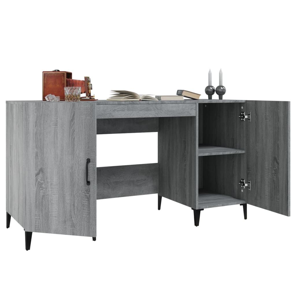 Desk, gray oak, 140x50x75cm, engineered wood