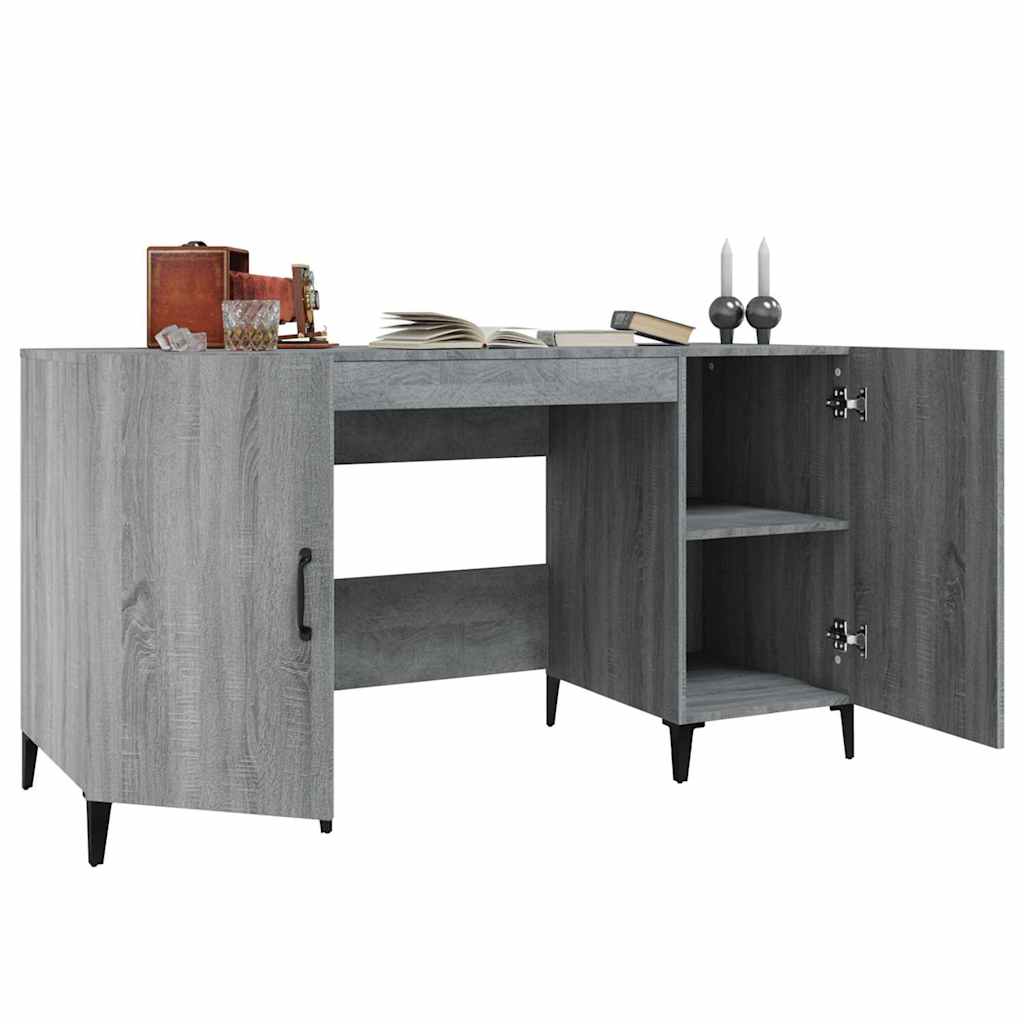 Desk, gray oak, 140x50x75cm, engineered wood