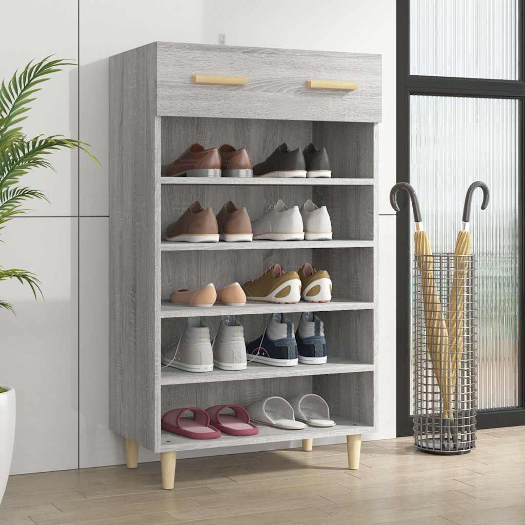 Spintelė batams, pilka ąžuolo, 60x35x105cm, apdirbta mediena