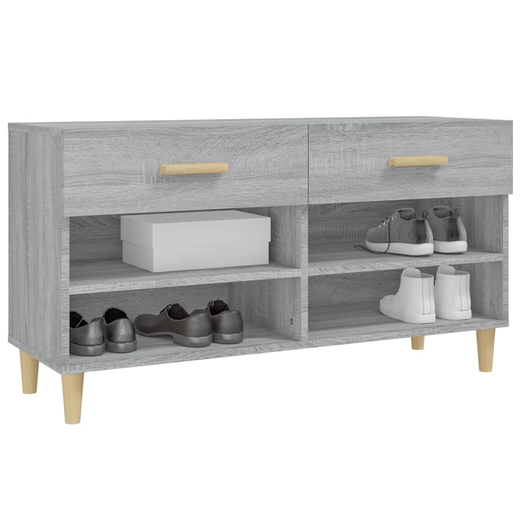 Shoe cabinet, grey oak, 102x35x55cm, engineered wood