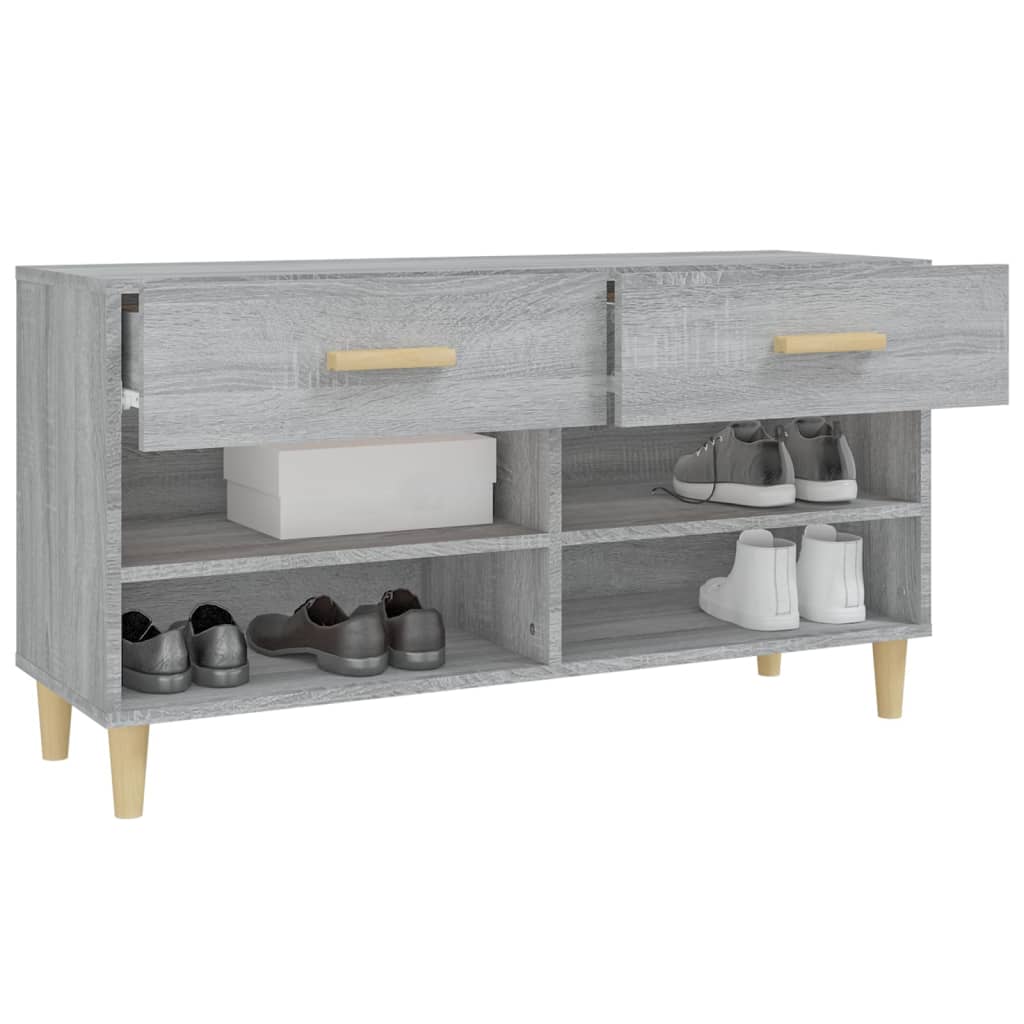 Shoe cabinet, grey oak, 102x35x55cm, engineered wood