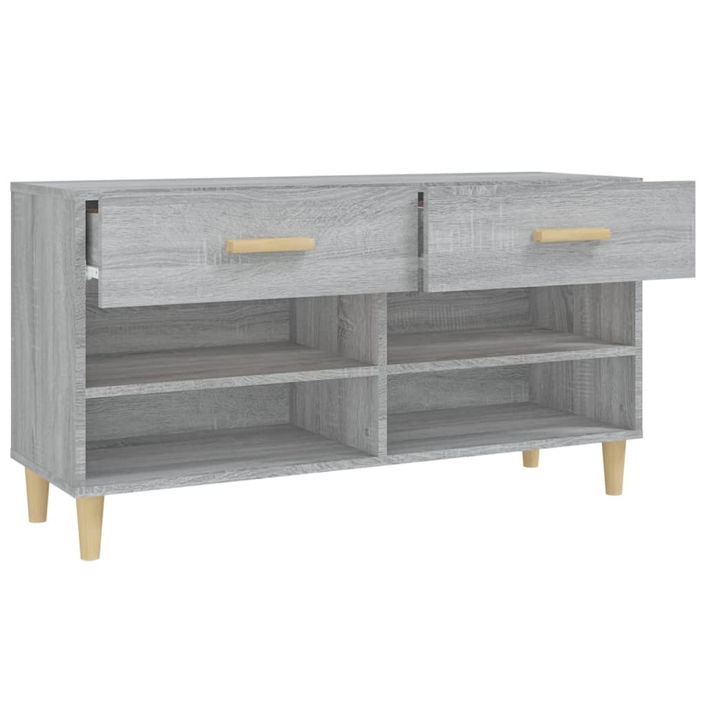Shoe cabinet, grey oak, 102x35x55cm, engineered wood