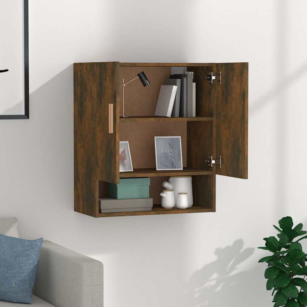Wall cabinet, smoked oak, 60x31x70cm, engineered wood