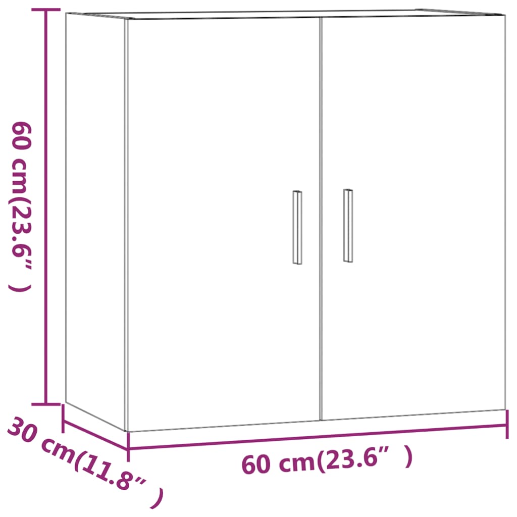 Wall cabinet, gray oak, 60x30x60cm, engineered wood