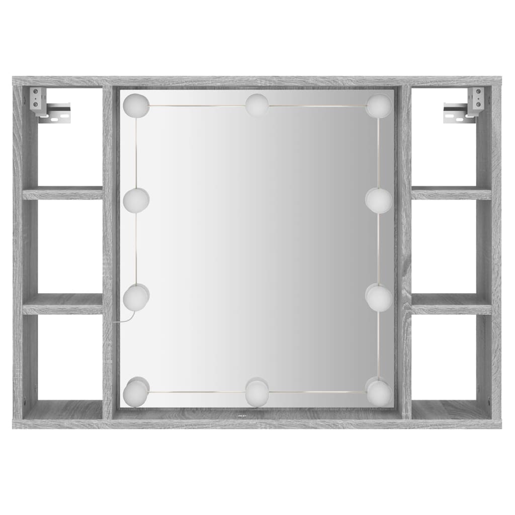 Veidrodinė spintelė su LED apšvietimu, pilka ąžuolo, 76x15x55cm